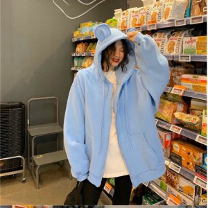 Áo hoodie trơn tai gấu dáng basic????FREESHIP????Áo khoác nỉ phong cách ulzzang dễ thương