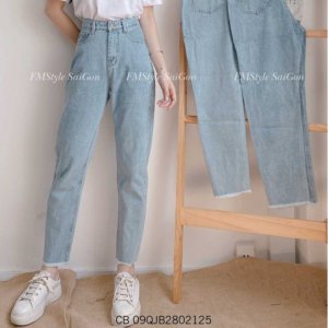 Quần jean baggy nữ ulzzang trơn lua tua ống thời trang FMstyle Saigon 21QJB04CB1301 - 21QJB03CB3101